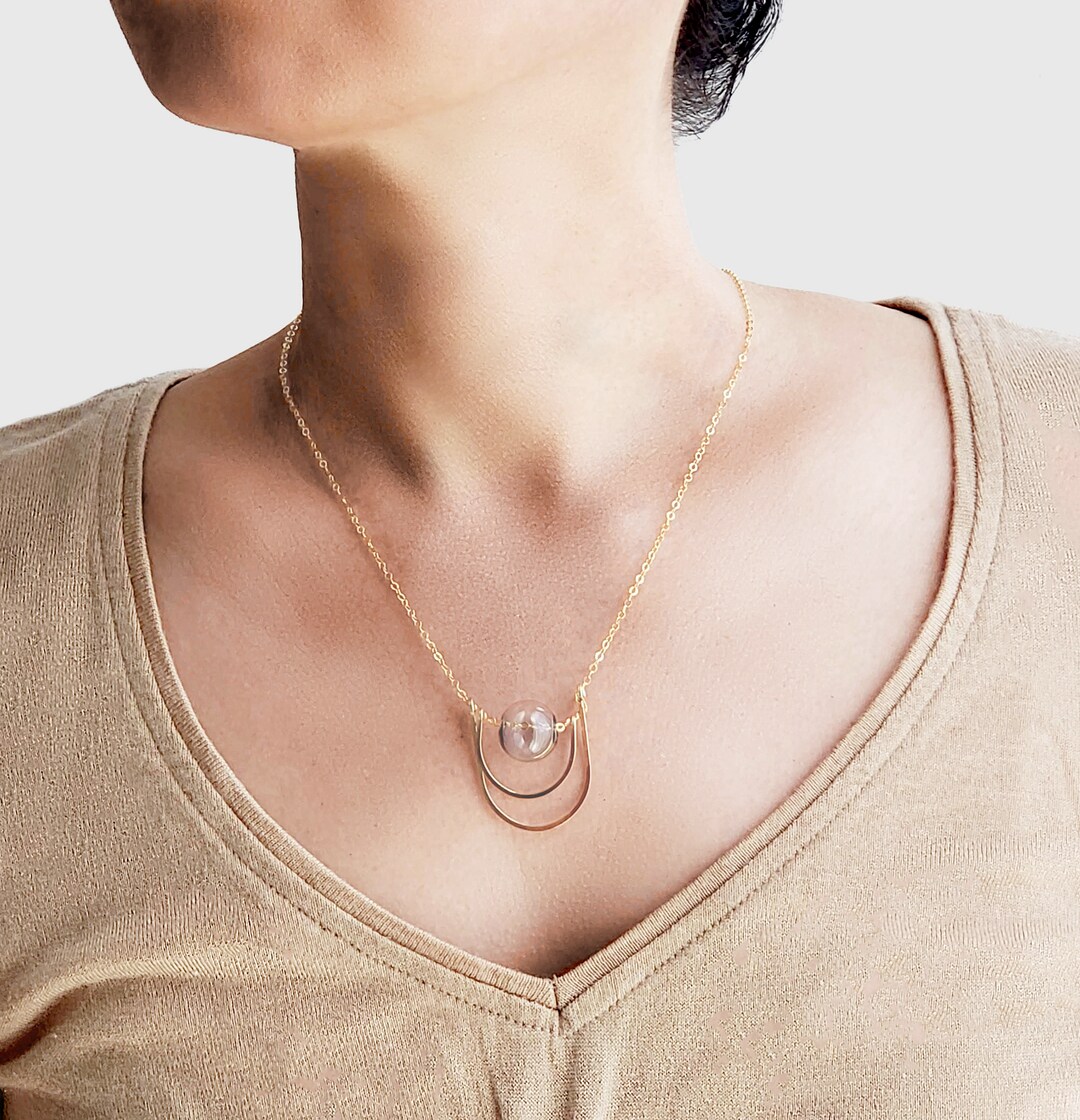 DOUBLE LOOP NECKLACE Line Necklace, Gold Necklace, Short Necklace