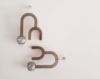 Flow Earrings in Bronze | big earrings, statement earrings, minimalist earrings, lightweight earrings, acrylic earrings, abstract earrings |