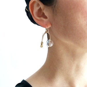 MOBILE EARRINGS modern jewelry, gold earrings, dangle earrings, bubbles, glass earrings, minimalist jewelry image 3