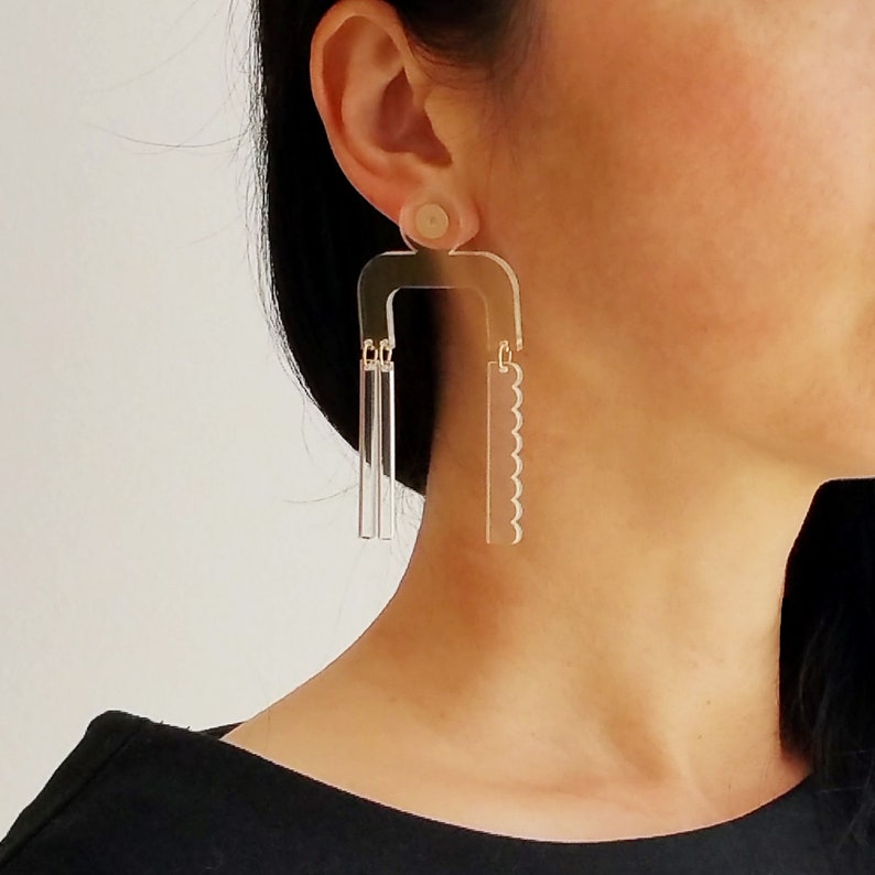 CHANDELIER EARRINGS NO.2 statement earrings, large earrings, modern jewelry, minimalist earrings, geometric earrings, big earrings image 1