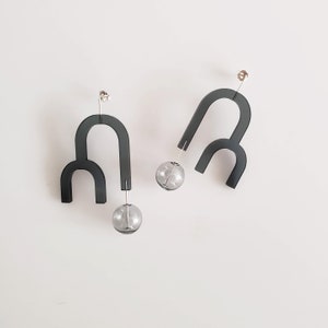 Flow Earrings in Black big earrings, statement earrings, minimalist earrings, lightweight earrings, acrylic earrings, abstract earrings image 3
