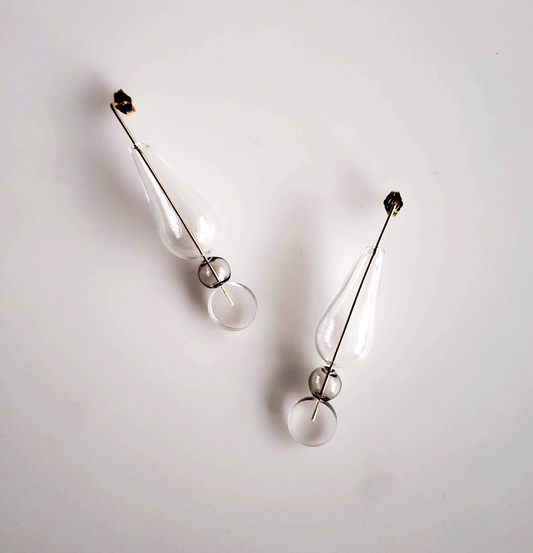 WATER DROP EARRINGS | Clear Earrings, Minimal Earrings, Teardrop Earrings, Modern Jewelry ...