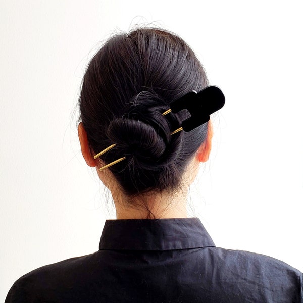 WIDGET HAIR PIN No. 3 | hair pin, metal hair pin, gold hair pin, hair stick, hair accessories, black hair pin, white hair pin, bun holder |
