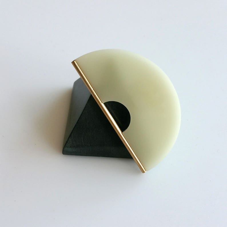 GOLDEN EDGE BROOCH pink brooch, ivory brooch, black brooch, minimalist, gold, modern, statement jewelry, brooch pin, modern jewelry cream