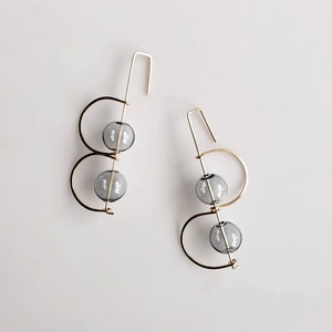 ROTATION EARRINGS_BK | clear earrings, minimal earrings, modern earrings, modern jewelry, wedding jewelry, statement earrings, charcoal |