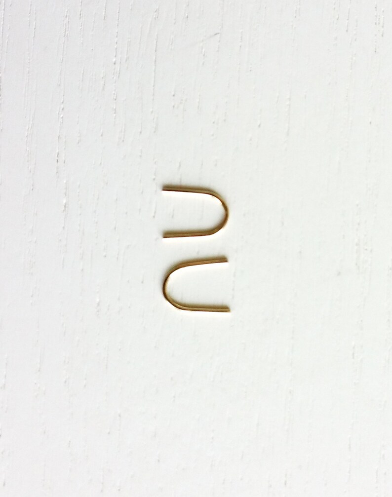 PC NO. 3 gold earrings, wire earrings, delicate earrings, round earrings, loop earrings, paper clip earrings, geometric, u earrings image 3