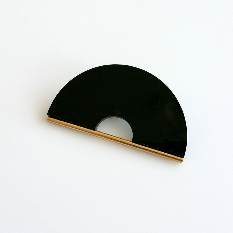 GOLDEN EDGE BROOCH pink brooch, ivory brooch, black brooch, minimalist, gold, modern, statement jewelry, brooch pin, modern jewelry image 5