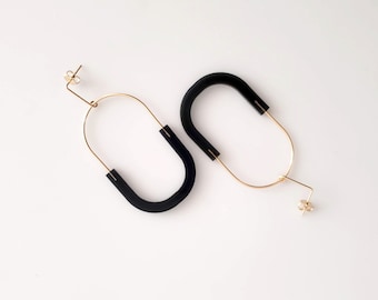 Big Harmonious Earrings | large earrings, loop earrings, minimalist earrings, lightweight earrings, acrylic earrings, black earrings |