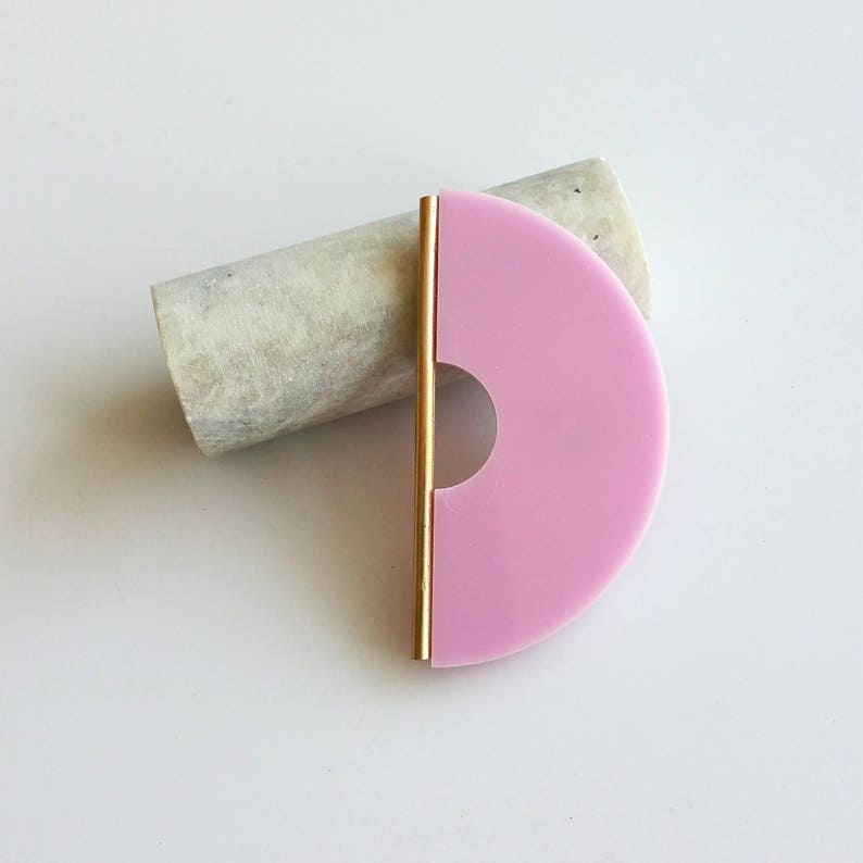 GOLDEN EDGE BROOCH pink brooch, ivory brooch, black brooch, minimalist, gold, modern, statement jewelry, brooch pin, modern jewelry pink