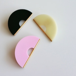 GOLDEN EDGE BROOCH pink brooch, ivory brooch, black brooch, minimalist, gold, modern, statement jewelry, brooch pin, modern jewelry image 7