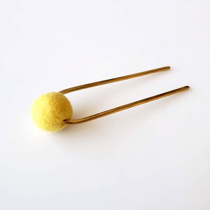 PASTEL YELLOW BUN PIN_TALL hair pin, metal hair pin, gold hair pin, hair stick, hair accessories, minimalist, black hair pin, bun holder image 2