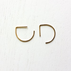 PC NO. 6 gold earrings, wire earrings, delicate earrings, round earrings, loop earrings, paper clip earrings, geometric, circle earrings image 1