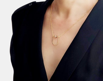 SINGLE LOOP KETTE | Linie Kette, Goldkette, kurze Kette, Layering Kette, zarte Kette, Bogen Kette, Glas Kette |