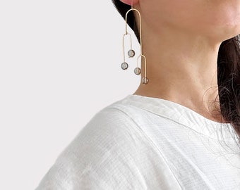 Willowy Earrings | eye-catching long glass chandelier earrings - shimmering and graceful