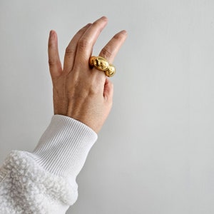 Bubble Ring | eye-catching bold gold ring, chunky gold ring, gold statement ring, designer gold statement ring, fun oversize ring, gold band