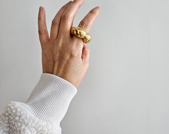 Bubble Ring | eye-catching bold gold ring, chunky gold ring, gold statement ring, designer gold statement ring, fun oversize ring, gold band