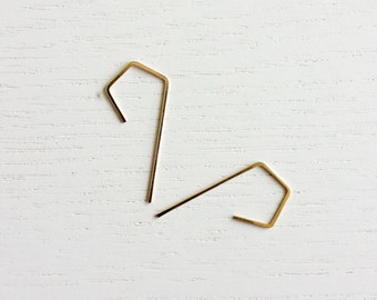 PC NO. 7  | gold earrings, wire earrings, delicate earrings, triangle earrings, hook earrings, paper clip earrings, geometric |
