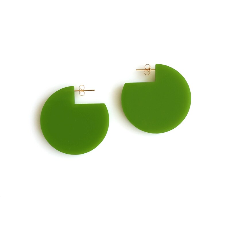Green circle earrings Clearance