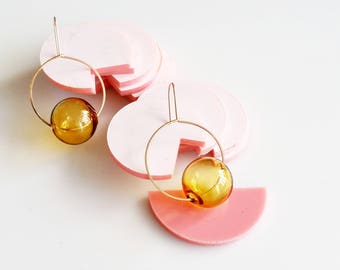 ROUND & ROUND EARRINGS | circle earrings, gold earrings, bubbles, clear, dangle earrings, minimalist earrings, glass jewelry |