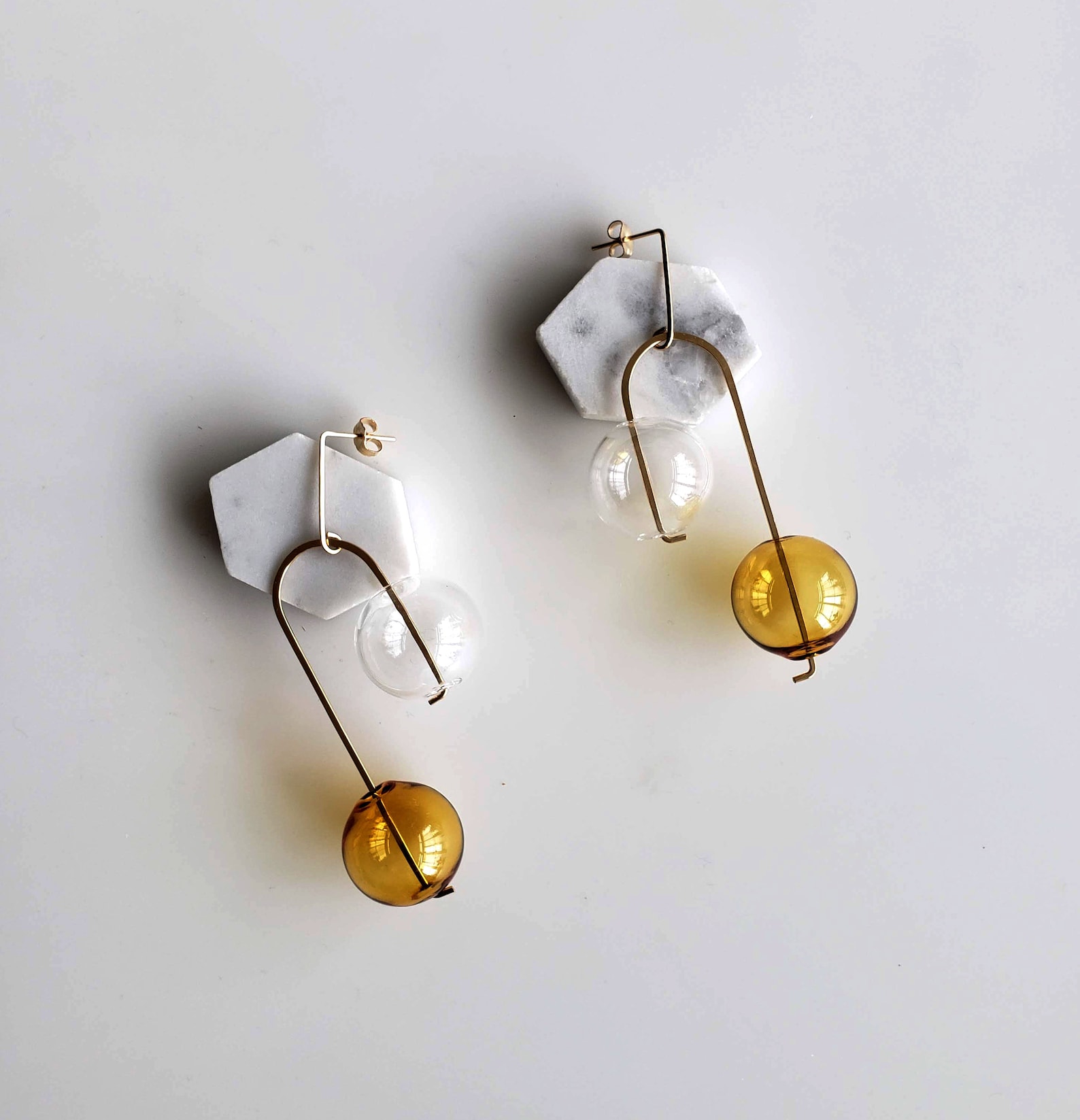 •BALANCING ACT• pearl + silver dangle earrings