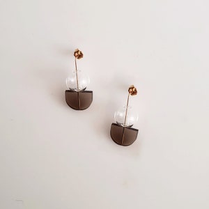 Subtle Earrings in Bronze short earrings, drop earrings, minimalist earrings, lightweight earrings, acrylic earrings, glass earrings image 4