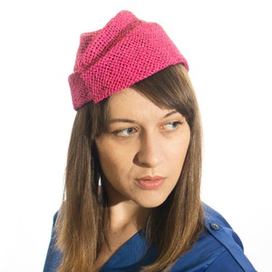 Pink Straw Garrison Cap, Toque,  Millitary Cap  Headpiece,  Cocktail Hat. Can be made in different colours. Royal Ascott, Derby,