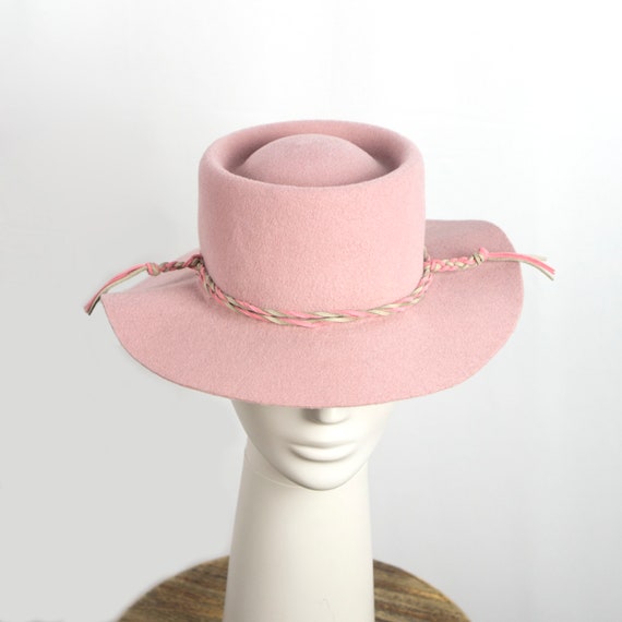 Light Pink Boater Hat With a Top in the 