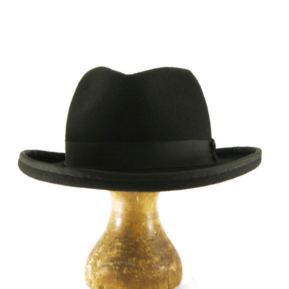 Black Wool Felt Fedora With a Teardrop 