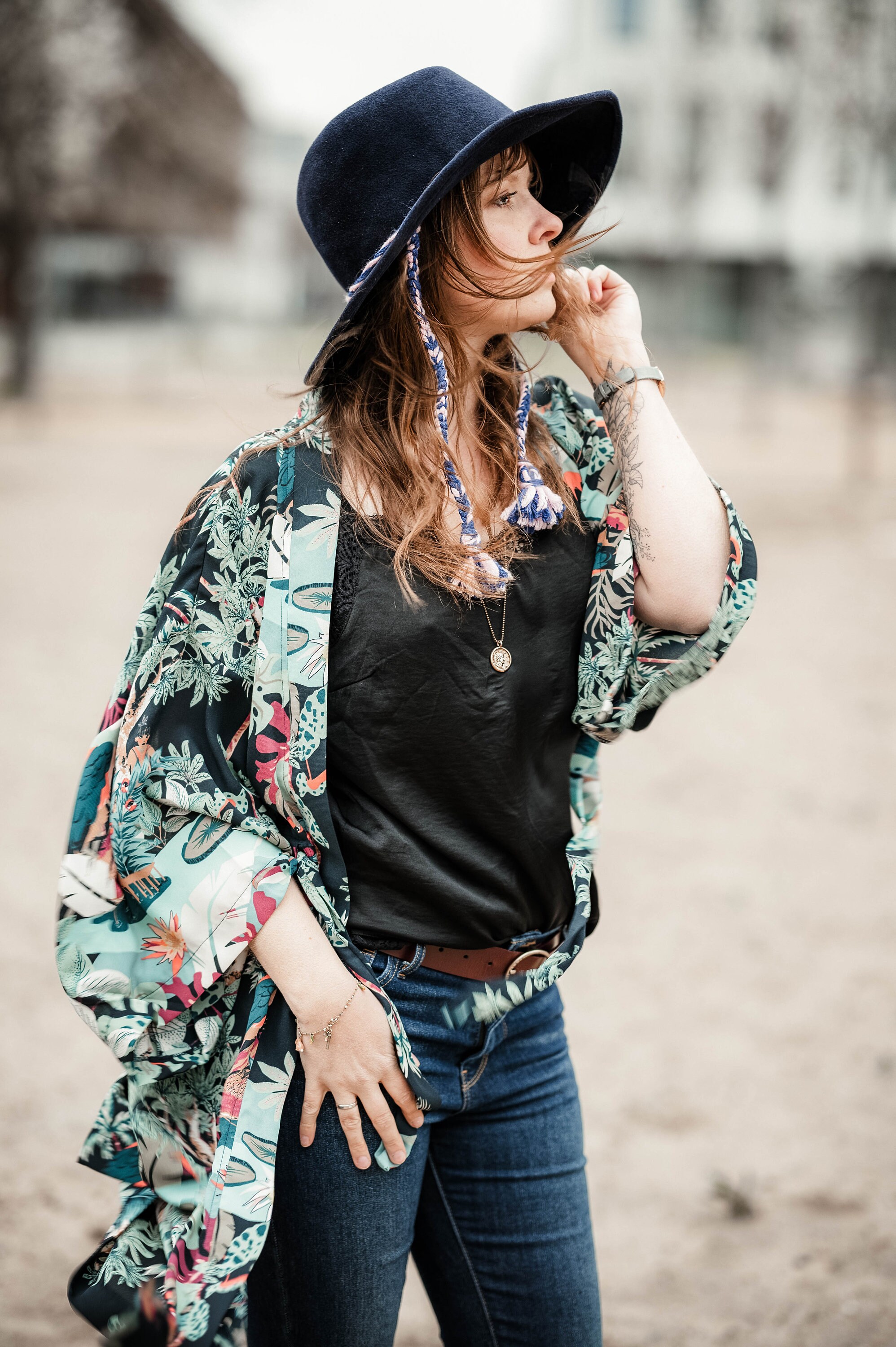 Blue Colored Fedora With Wool Tassels - Etsy display picture 1