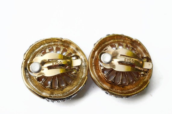 Large Round Statement Earrings with Simulated Pea… - image 7