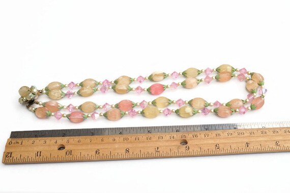 Vintage Pastel Beaded Necklace with Faux Pearls &… - image 5