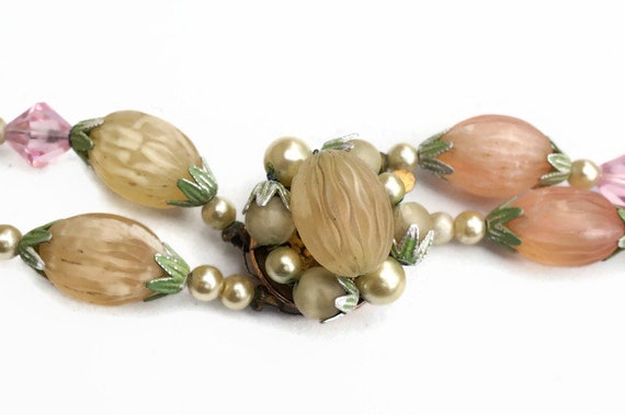 Vintage Pastel Beaded Necklace with Faux Pearls &… - image 7