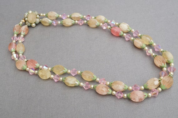 Vintage Pastel Beaded Necklace with Faux Pearls &… - image 10