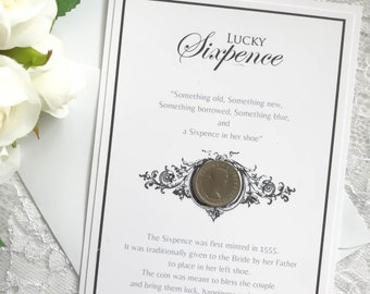 Traditional Lucky Silver Sixpence Gift for the Bride, Good Luck, Prosperity, Engagement Gift