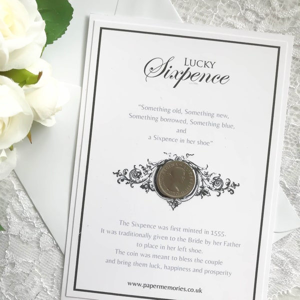 Traditional Lucky Silver Sixpence Gift for the Bride, Good Luck, Prosperity, Engagement Gift