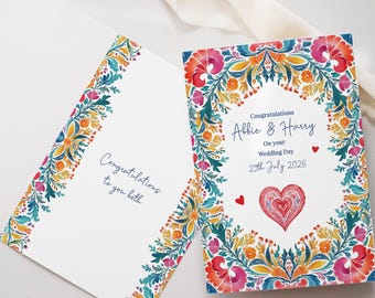 Personalised A5 Colourful Mexican Fiesta style Congratulations card for weddings, anniversaries