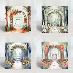 Cartes personnalisées de félicitations, de mariage et d'anniversaire d'inspiration forestière pour des mariages et des célébrations en plein air, rustiques et champêtres