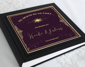 Boxed & Personalised Ouija Board inspired Wedding Photo Album in Plum, Red and Green