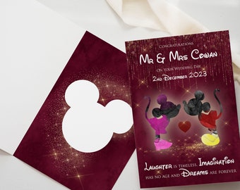 Personalised A5 Mickey Mouse & Minnie Wedding or Anniversary Card