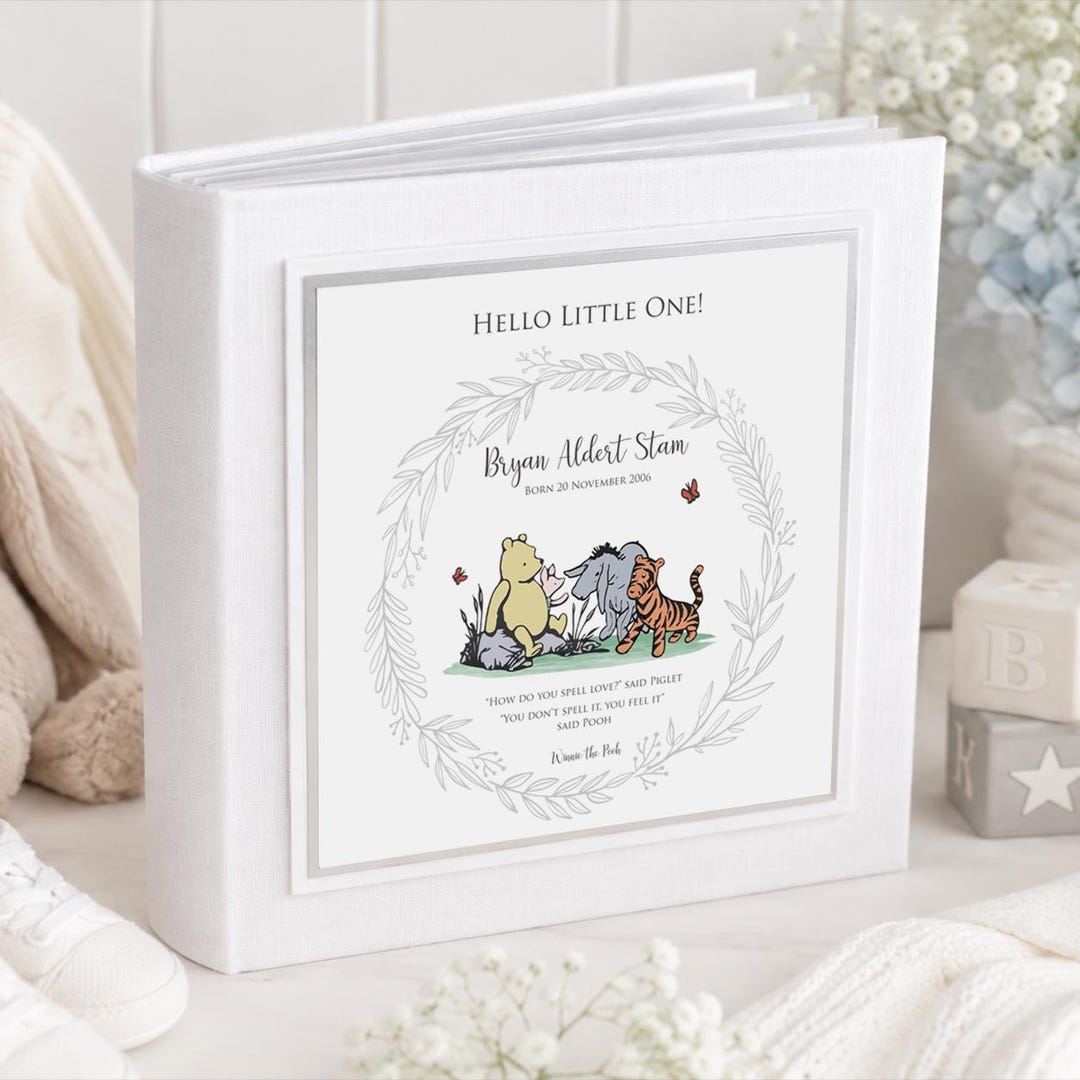 Personalised and Boxed Winnie the Pooh New Baby Photo Album