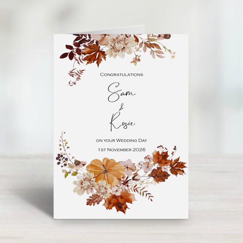 Fall Congratulations Sign Personalised Rustic Leaves and Pumpkins Autumn Fall Congratulations ...