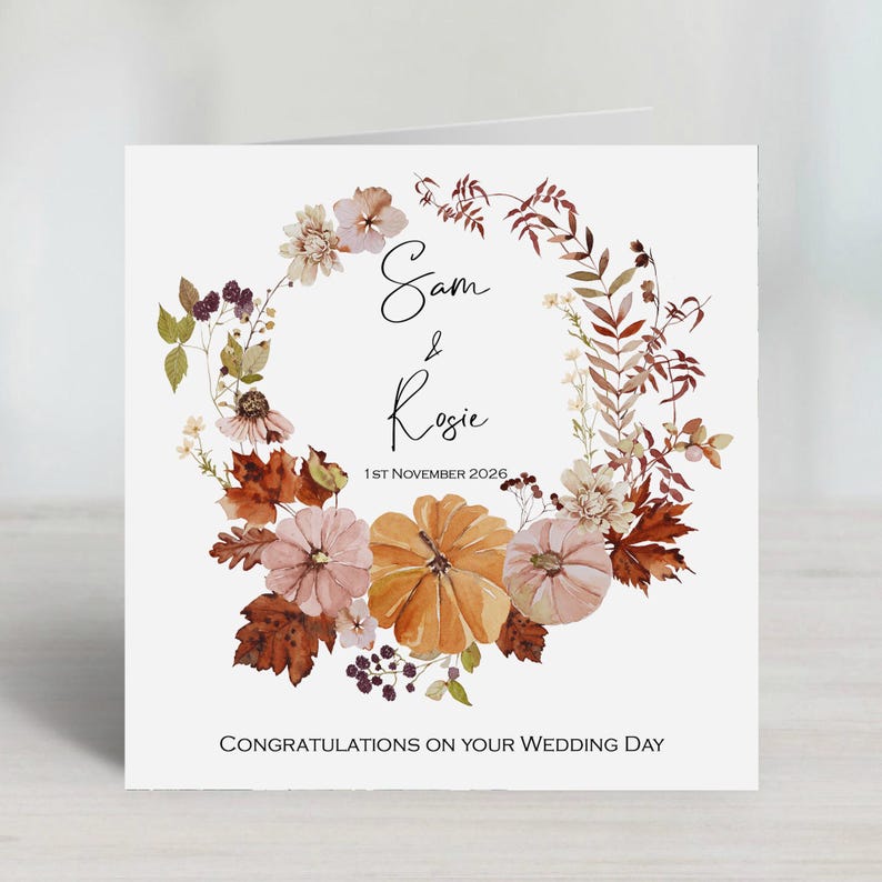 Fall Congratulations Sign Personalised Rustic Leaves and Pumpkins Autumn Fall Congratulations ...