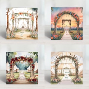 Tendas de sino personalizadas, cartões de felicitações, casamentos, aniversários para festivais, atividades ao ar livre, campo, boho, casamentos e celebrações.