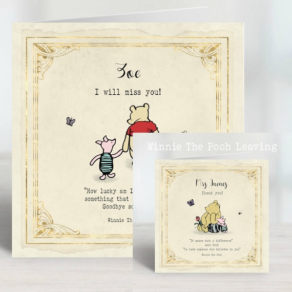 Personalised Vintage Winnie the Pooh Cards - Teacher/thank You