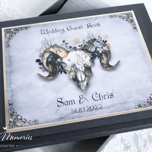 Boxed & Personalised Rams Skull Gothic Grunge Wedding Guest Book