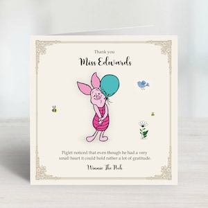 Biglietto di ringraziamento personalizzato con Winnie the Pooh Pimpi per insegnanti, amici e familiari