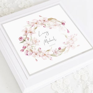 Personalised & Boxed Spring inspired Pink Blossom Wedding Photo Album for Weddings and all other celebrations