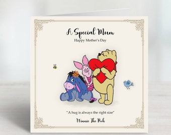 Personalised Brights Winnie The Pooh Mother's Day Card - Hug quote