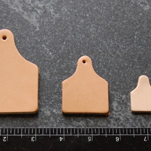 Leather Vegetable Tanned Cattle Ear Tag Blanks - 3 sizes