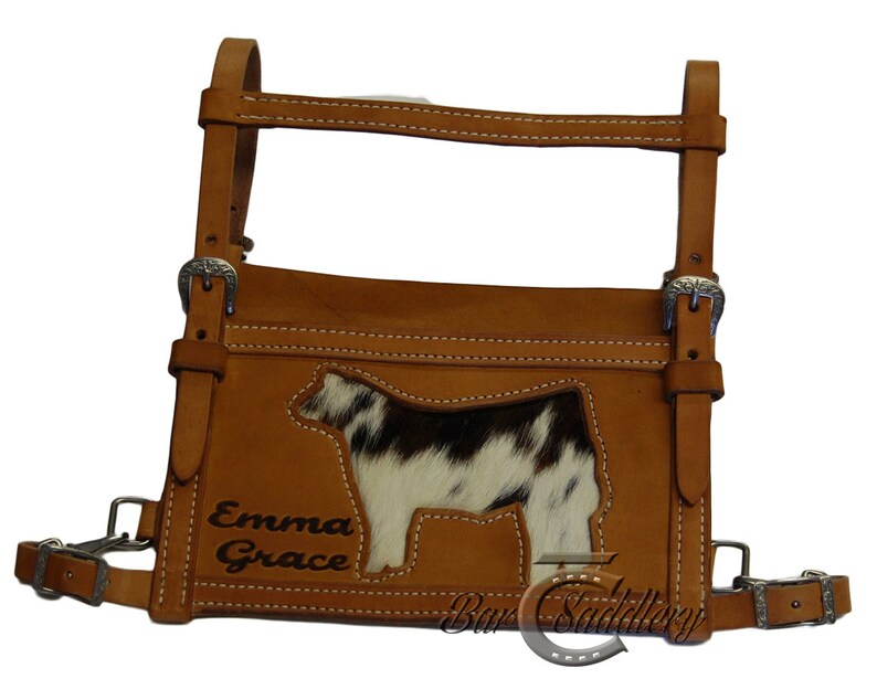 Custom Tooled Leather Livestock Show Number Harness Etsy
